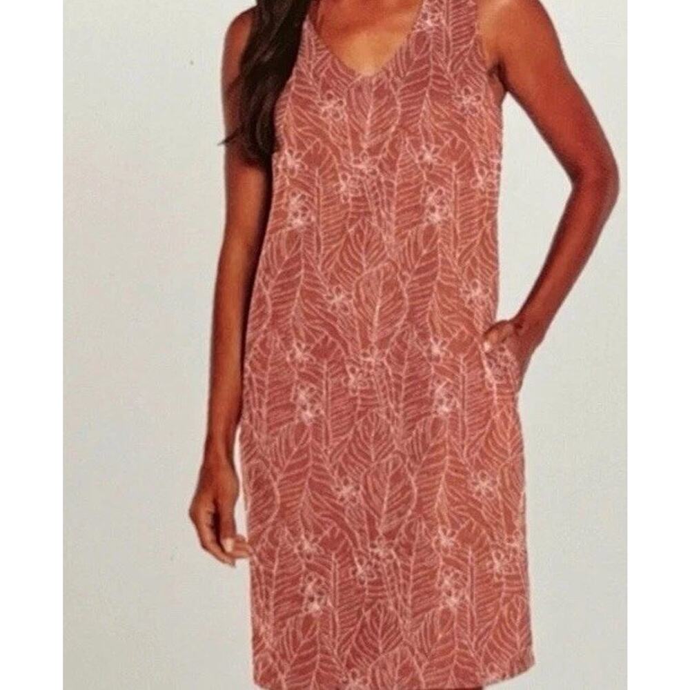 Orvis Linen Knee Length XL Pink Tropical Summer Sleeveless X Large Pockets NEW - Picture 4 of 10
